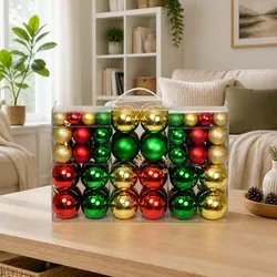 100-Piece Set of Shatterproof Christmas Baubles in Various Sizes