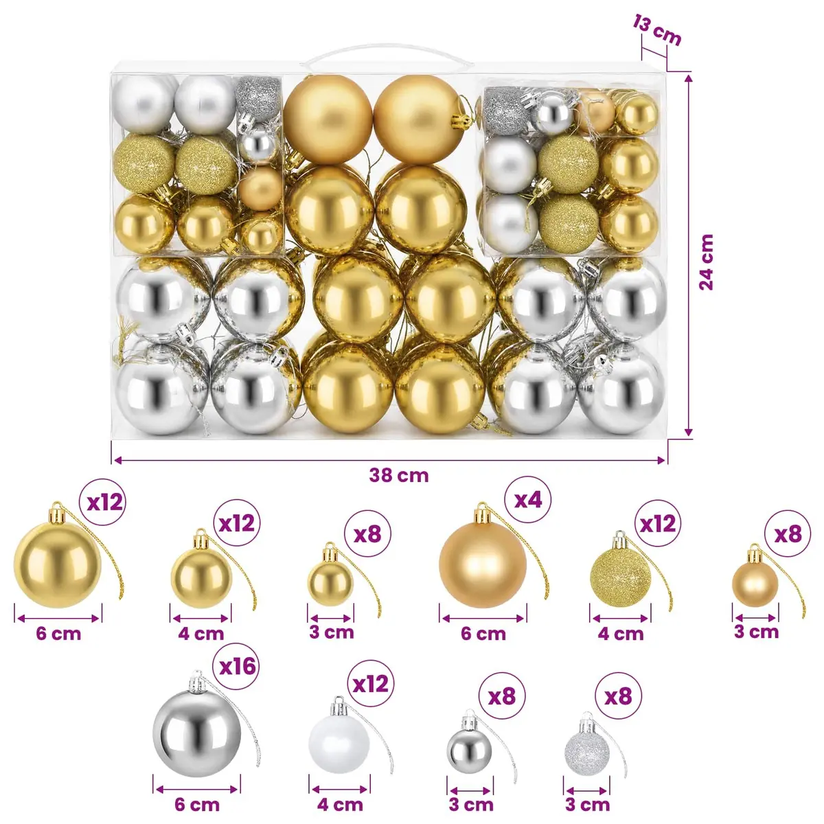 Christmas Balls Ornaments for Tree Home Office Shatterproof 100 Piece