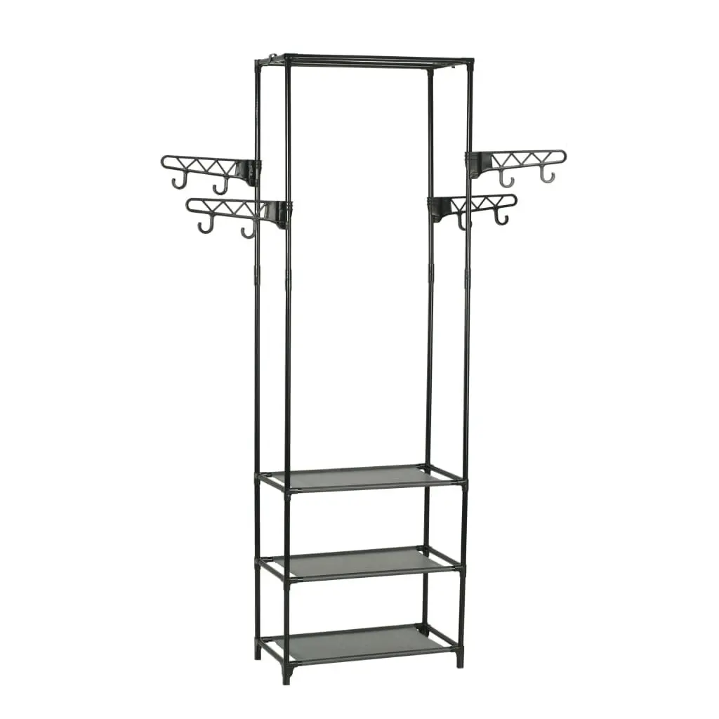 Black Clothes Rack Steel Frame Non-Woven Fabric Shelves Garment Storage