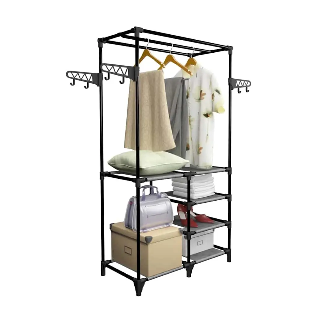Clothes Rack Steel Frame with Non-woven Fabric Shelves Garment Storage