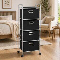 4-Shelf Steel Frame Shelving Unit with 3 Storage Boxes