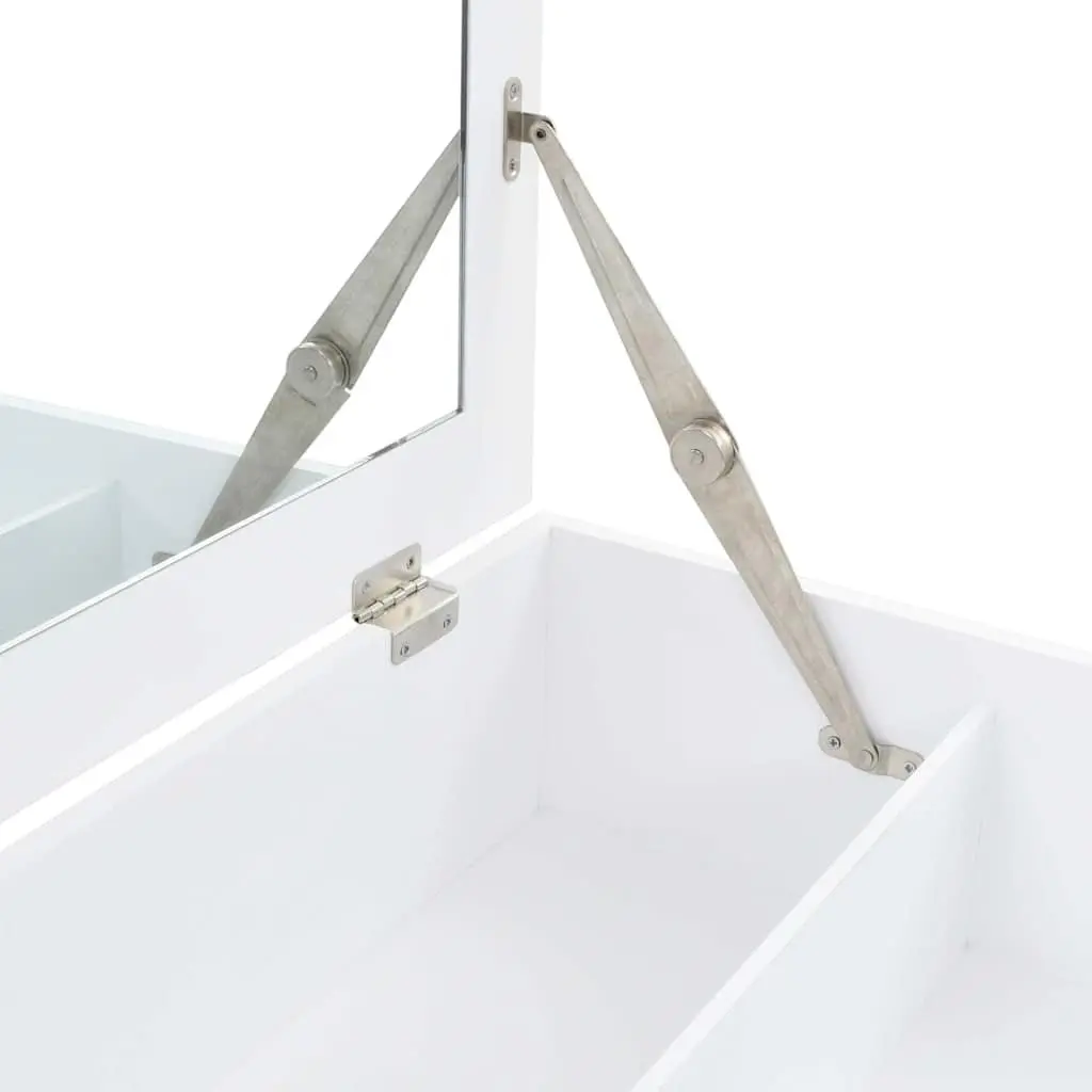 Dressing Table with Mirror White MDF Bedroom Vanity Unit Makeup Storage