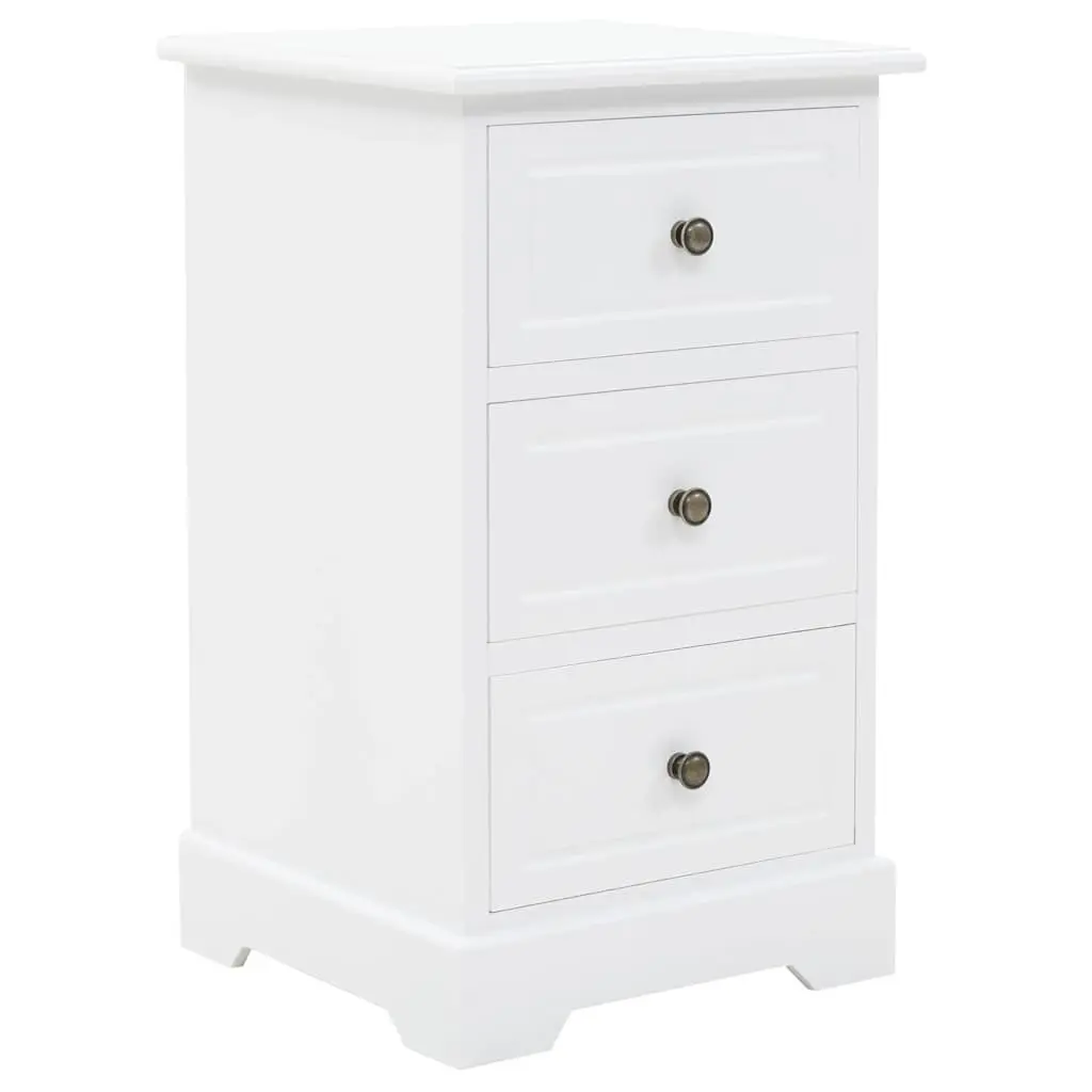 White Bedside Cabinet with 3 Drawers Storage Nightstand Bedroom Furniture