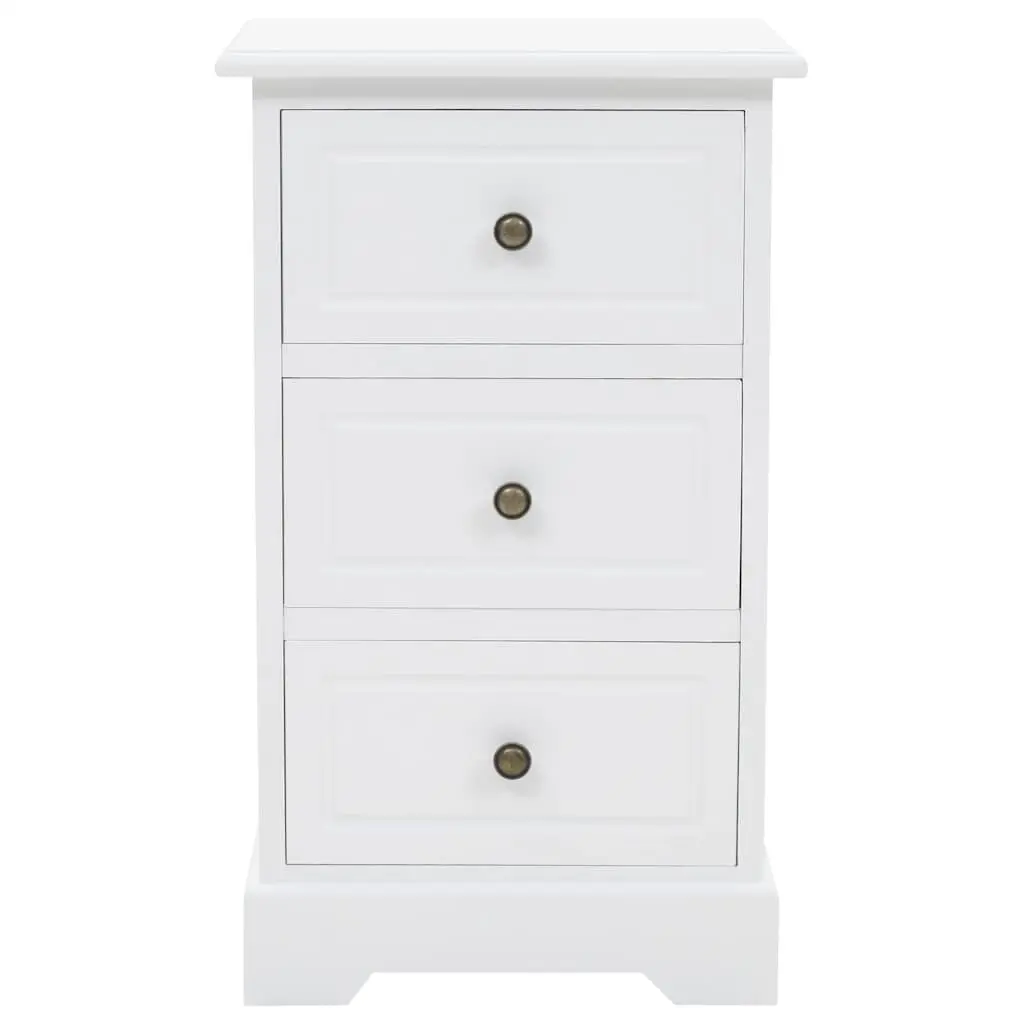 White Bedside Cabinet with 3 Drawers Storage Nightstand Bedroom Furniture