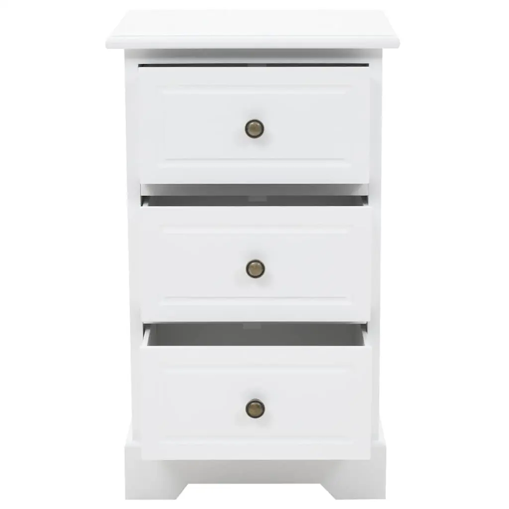 White Bedside Cabinet with 3 Drawers Storage Nightstand Bedroom Furniture