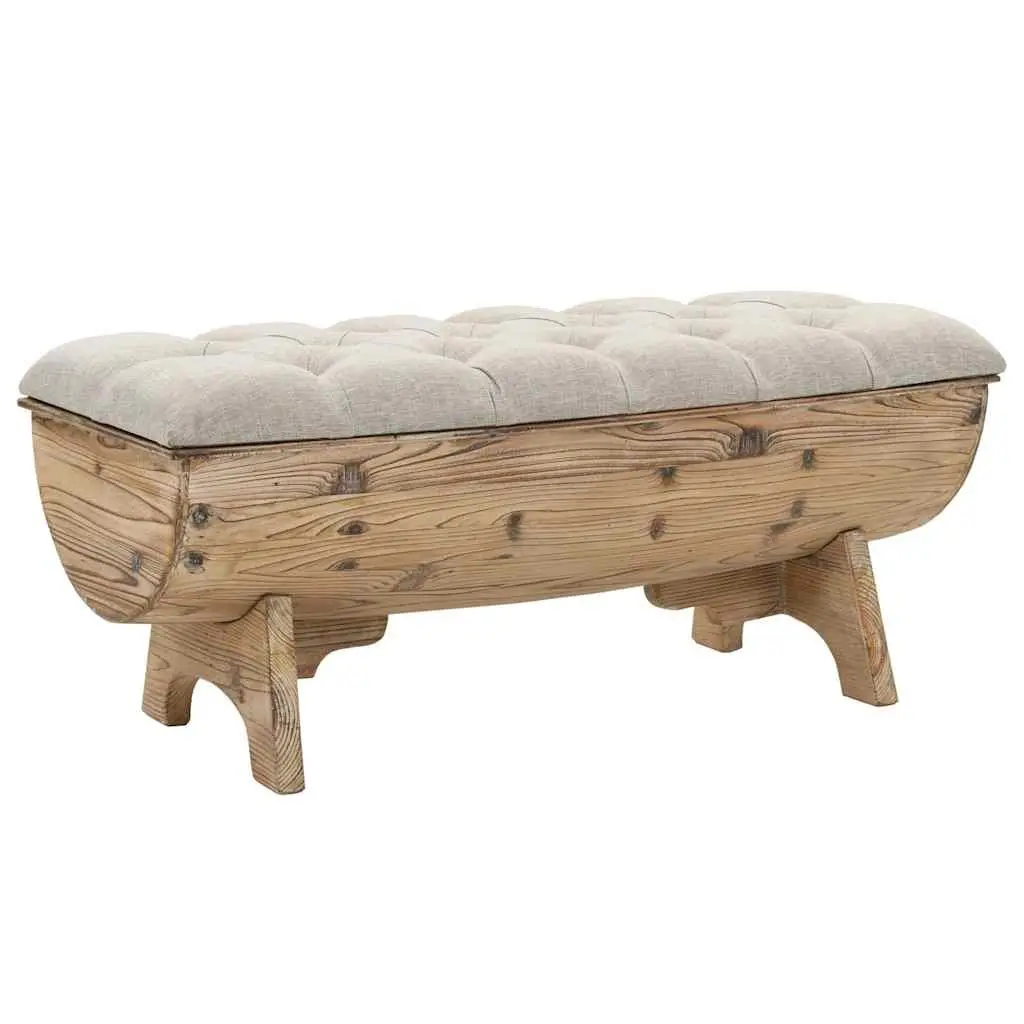 Barrel-Shaped Storage Bench 103x51x44 cm Solid Wood