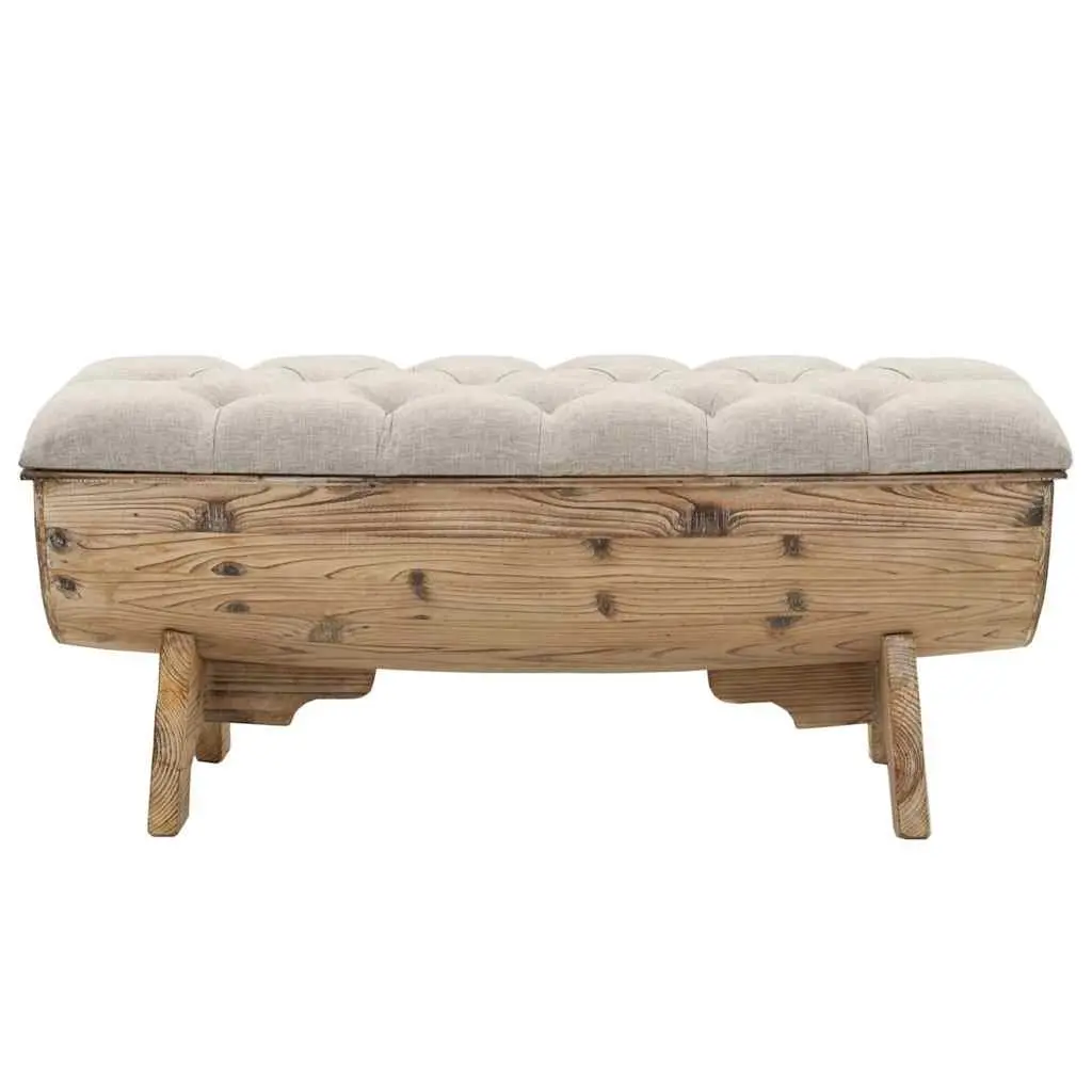 Barrel-Shaped Storage Bench 103x51x44 cm Solid Wood