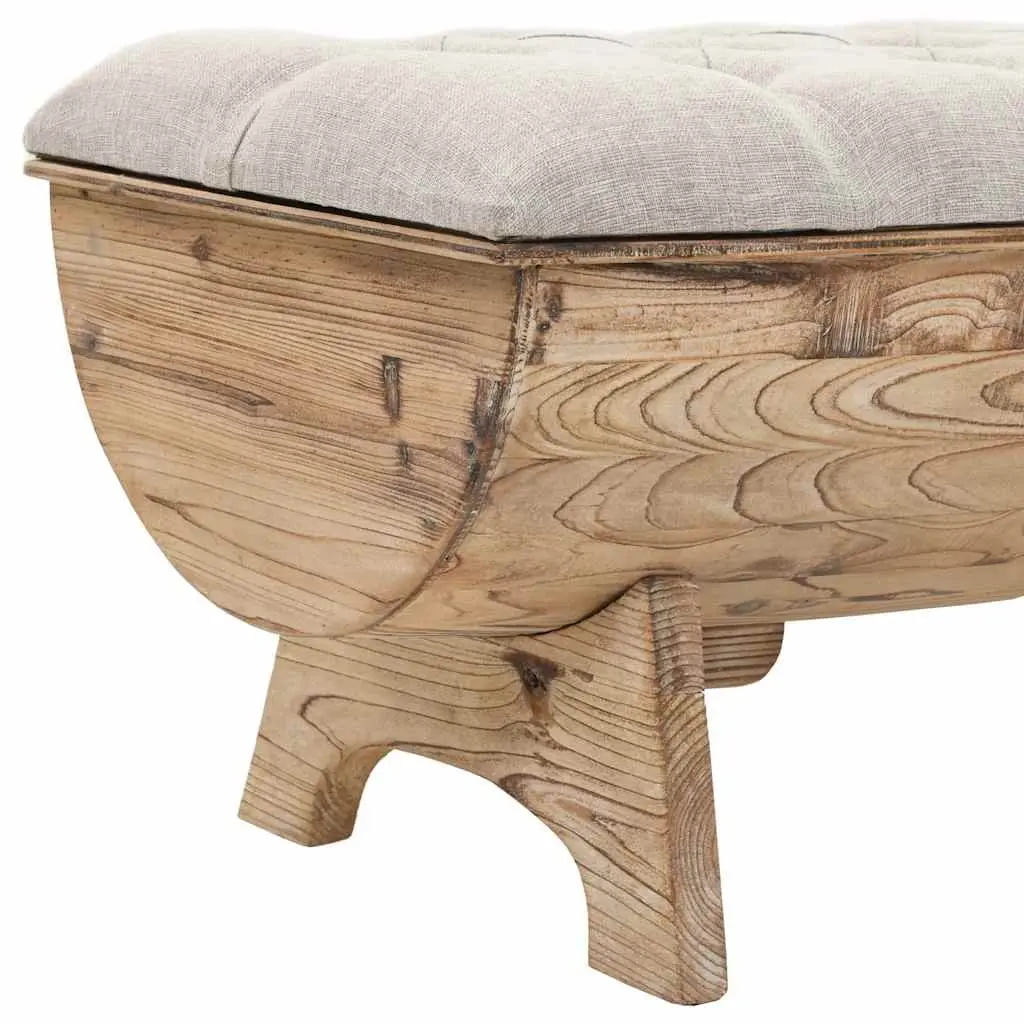 Barrel-Shaped Storage Bench 103x51x44 cm Solid Wood