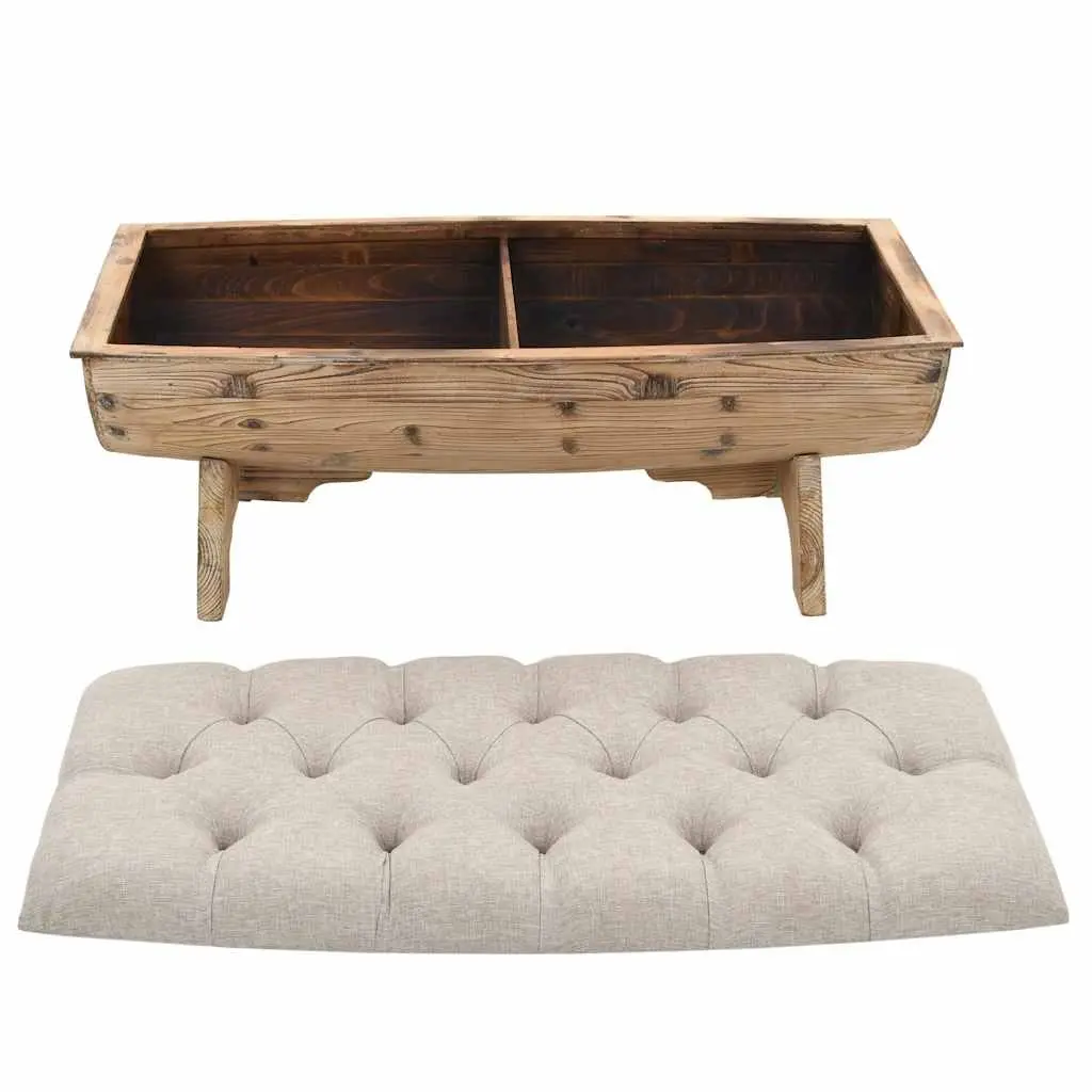Barrel-Shaped Storage Bench 103x51x44 cm Solid Wood