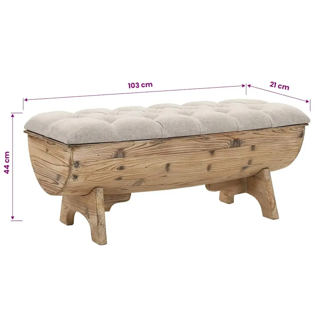 Barrel-Shaped Storage Bench 103x51x44 cm Solid Wood