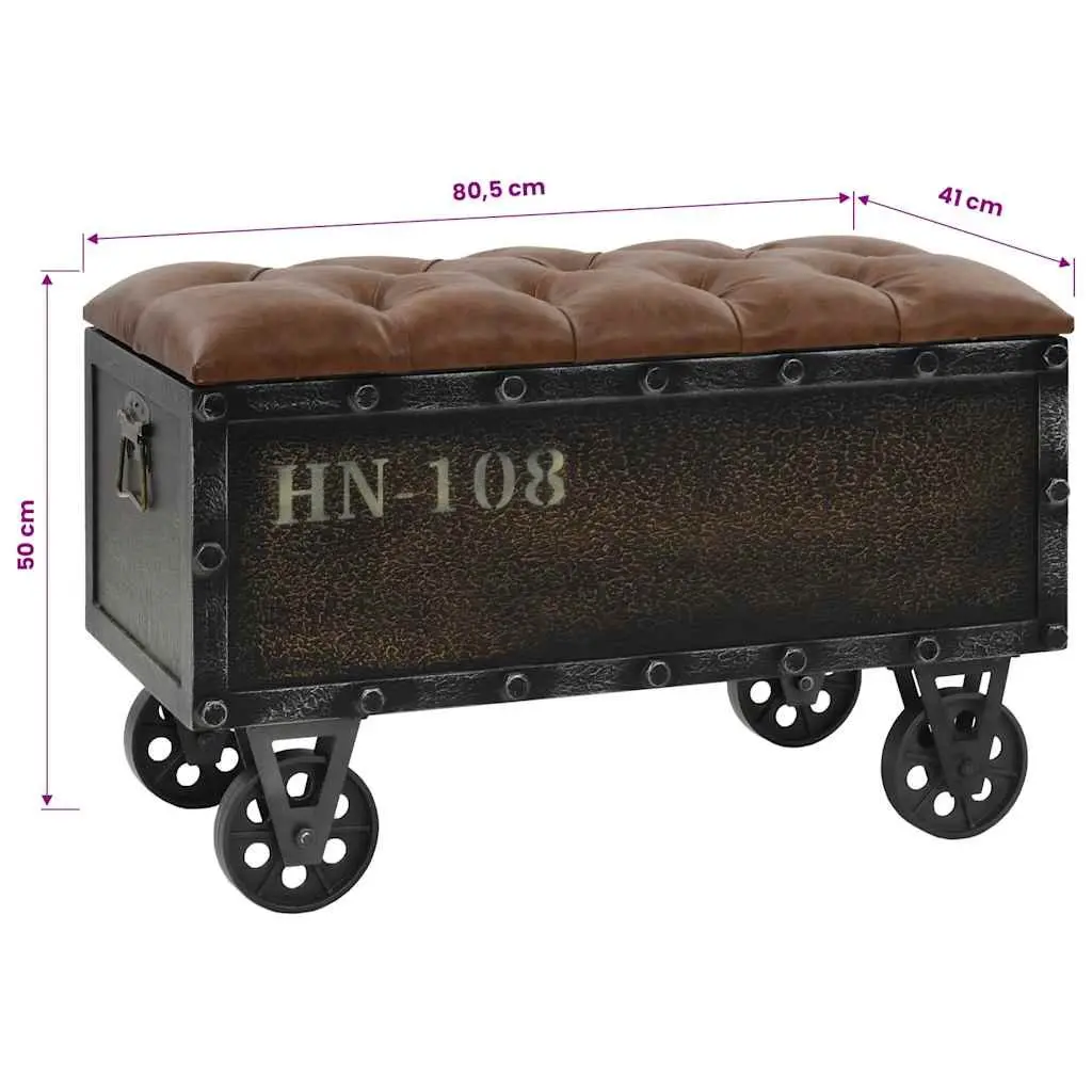 Storage Bench for Bedroom Hallway Living Room 80.5x41x50cm Solid Wood Artificial Leather Tufted Cushion with Wheels