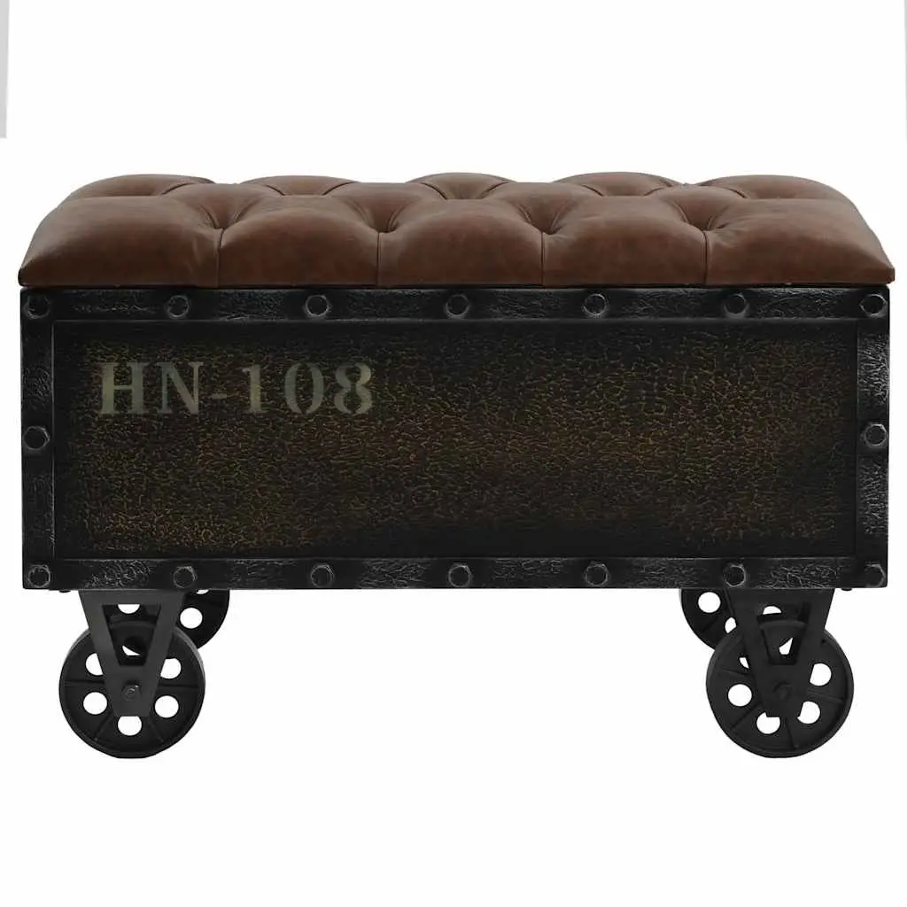 Storage Bench for Bedroom Hallway Living Room 80.5x41x50cm Solid Wood Artificial Leather Tufted Cushion with Wheels