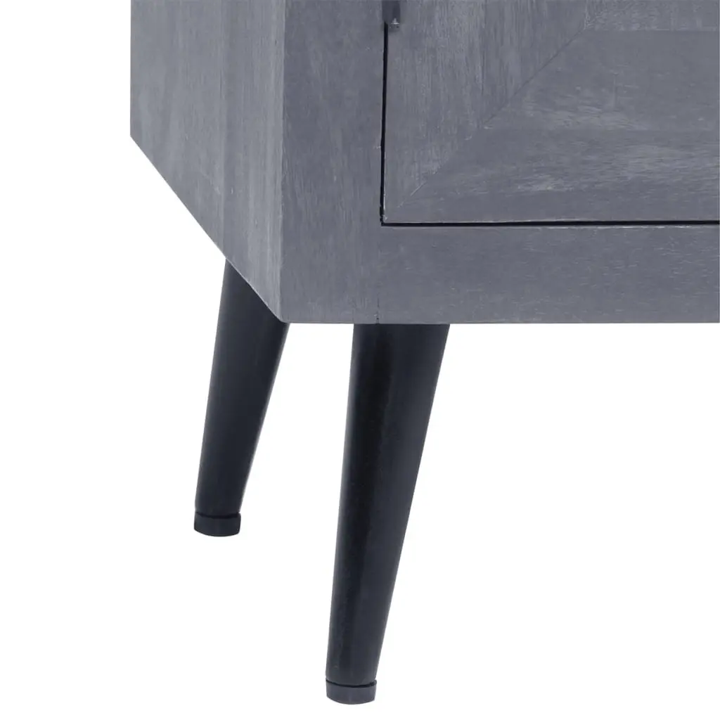 Sideboard Grey Solid Mango Wood Cabinet Storage Furniture Buffet Retro Style