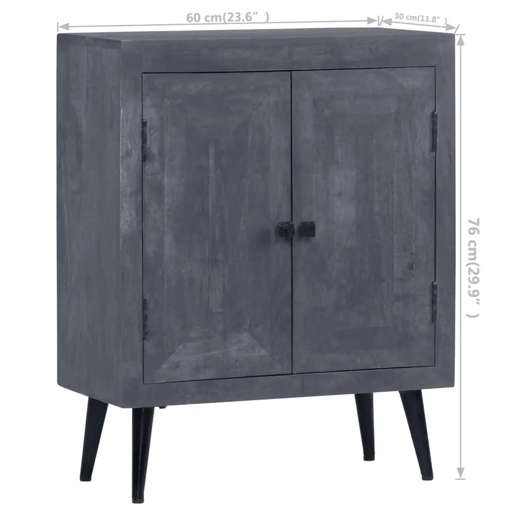 Sideboard Grey Solid Mango Wood Cabinet Storage Furniture Buffet Retro Style