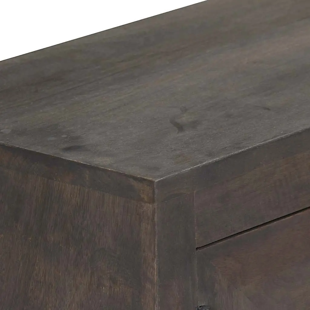 TV Cabinet Solid Mango Wood Storage Unit 140cm Grey
