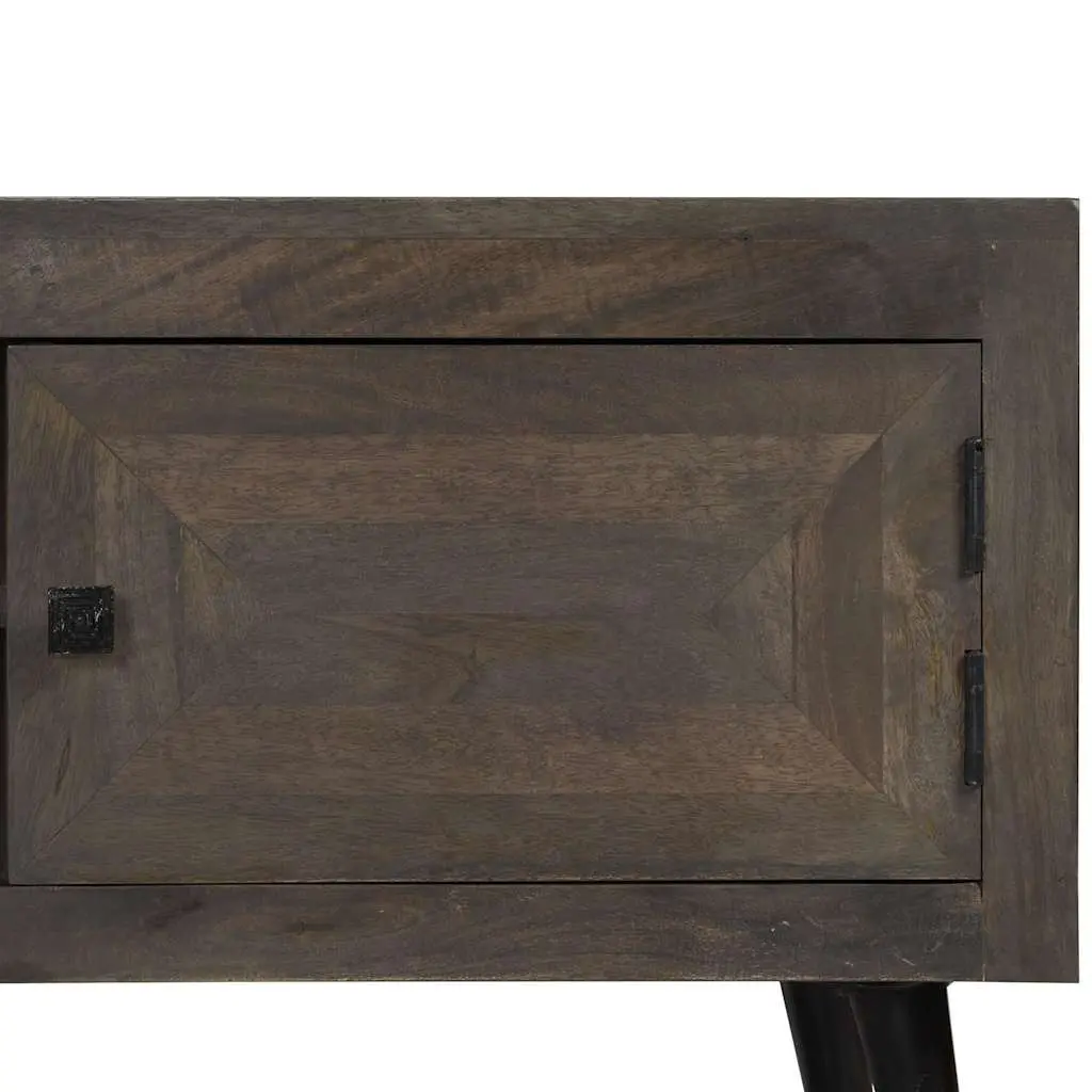 TV Cabinet Solid Mango Wood Storage Unit 140cm Grey