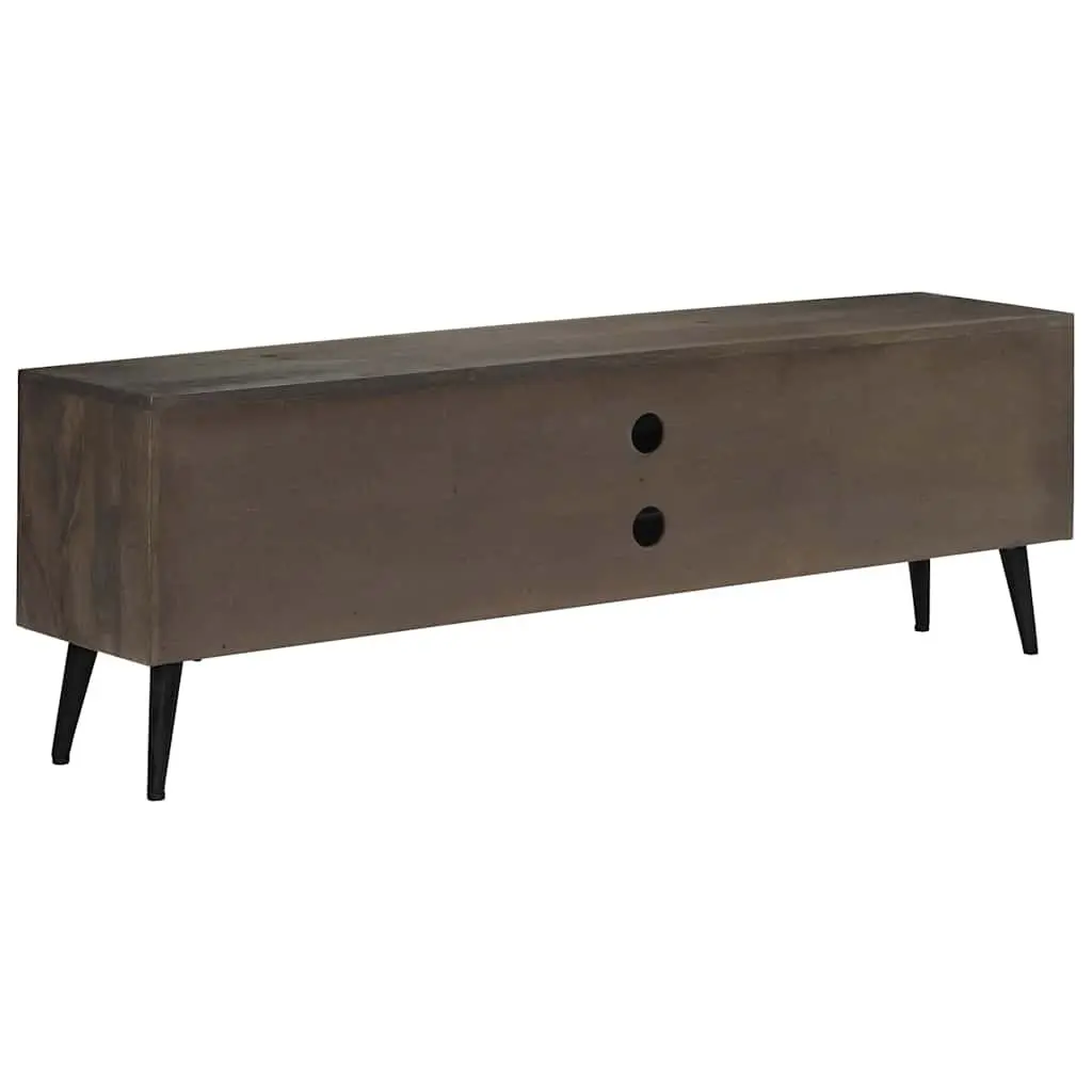TV Cabinet Solid Mango Wood Storage Unit 140cm Grey