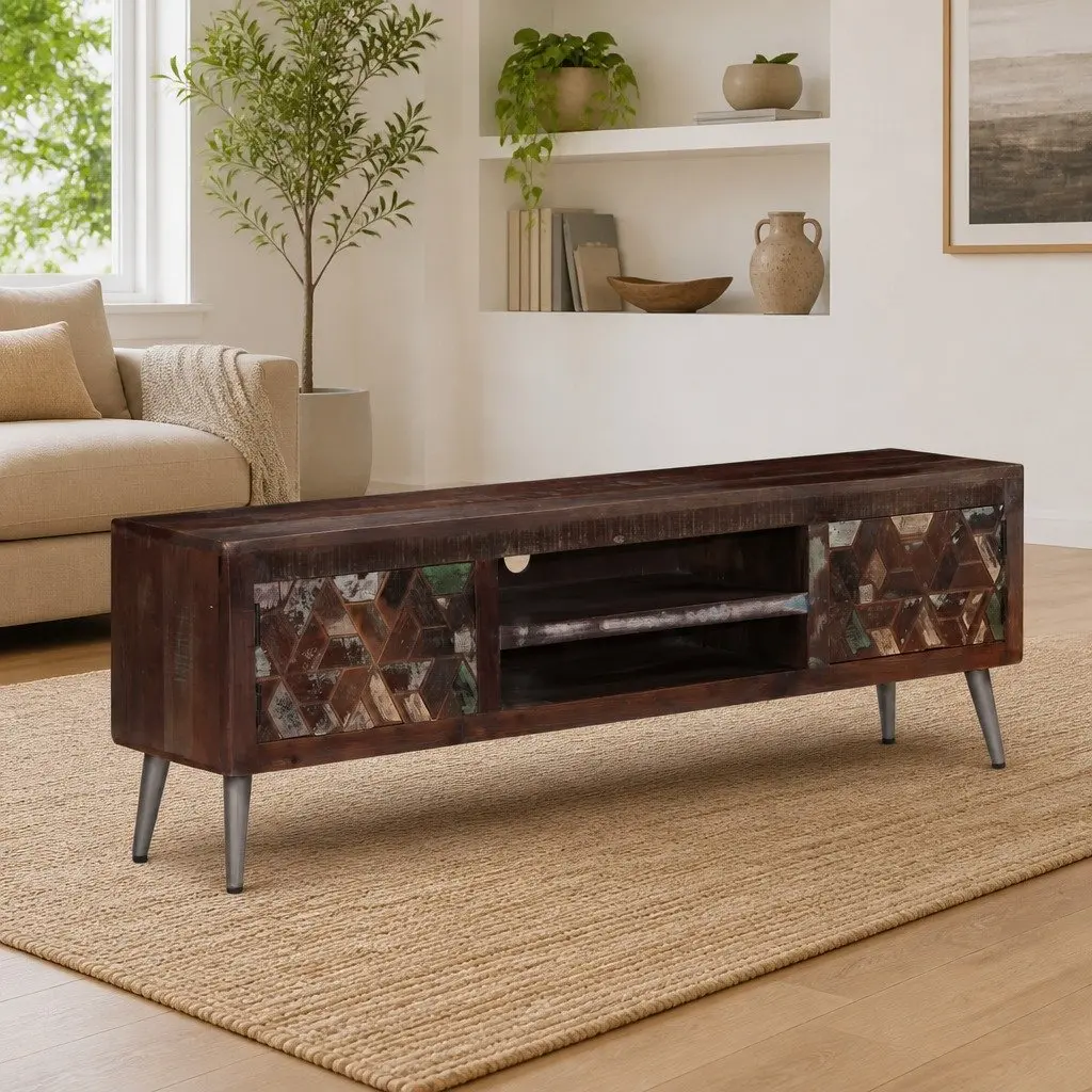 TV Cabinet Solid Reclaimed Wood Living Room Storage Lowboard 140x30x45cm Brown