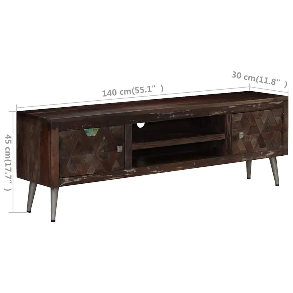 TV Cabinet Solid Reclaimed Wood Living Room Storage Lowboard 140x30x45cm Brown