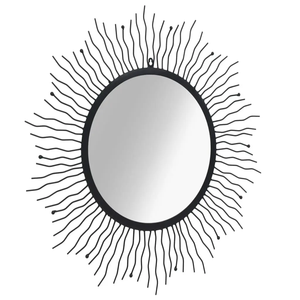 Sunburst Wall Mirror 80cm Black Round Decorative for Bathroom Bedroom Home Decor