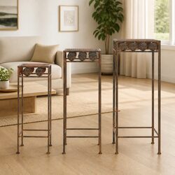 3-Piece Set of Decorative Metal Plant Stands