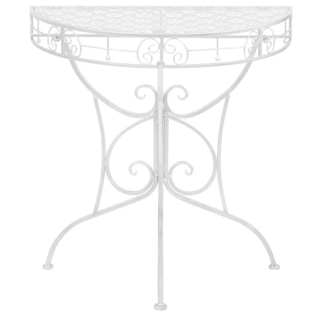 Half Round Side Table Vintage Style Accent Table for Display Silver 72x36x74cm