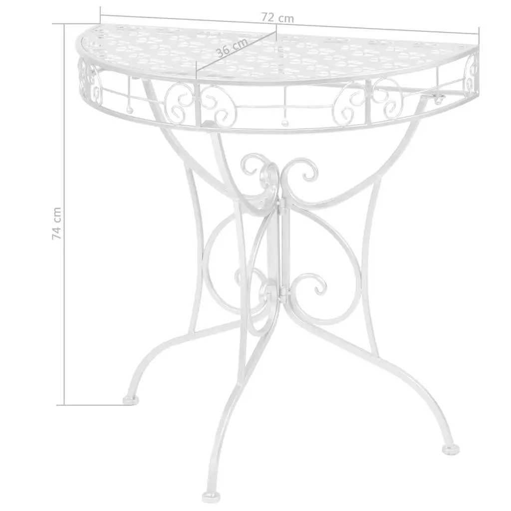 Half Round Side Table Vintage Style Accent Table for Display Silver 72x36x74cm