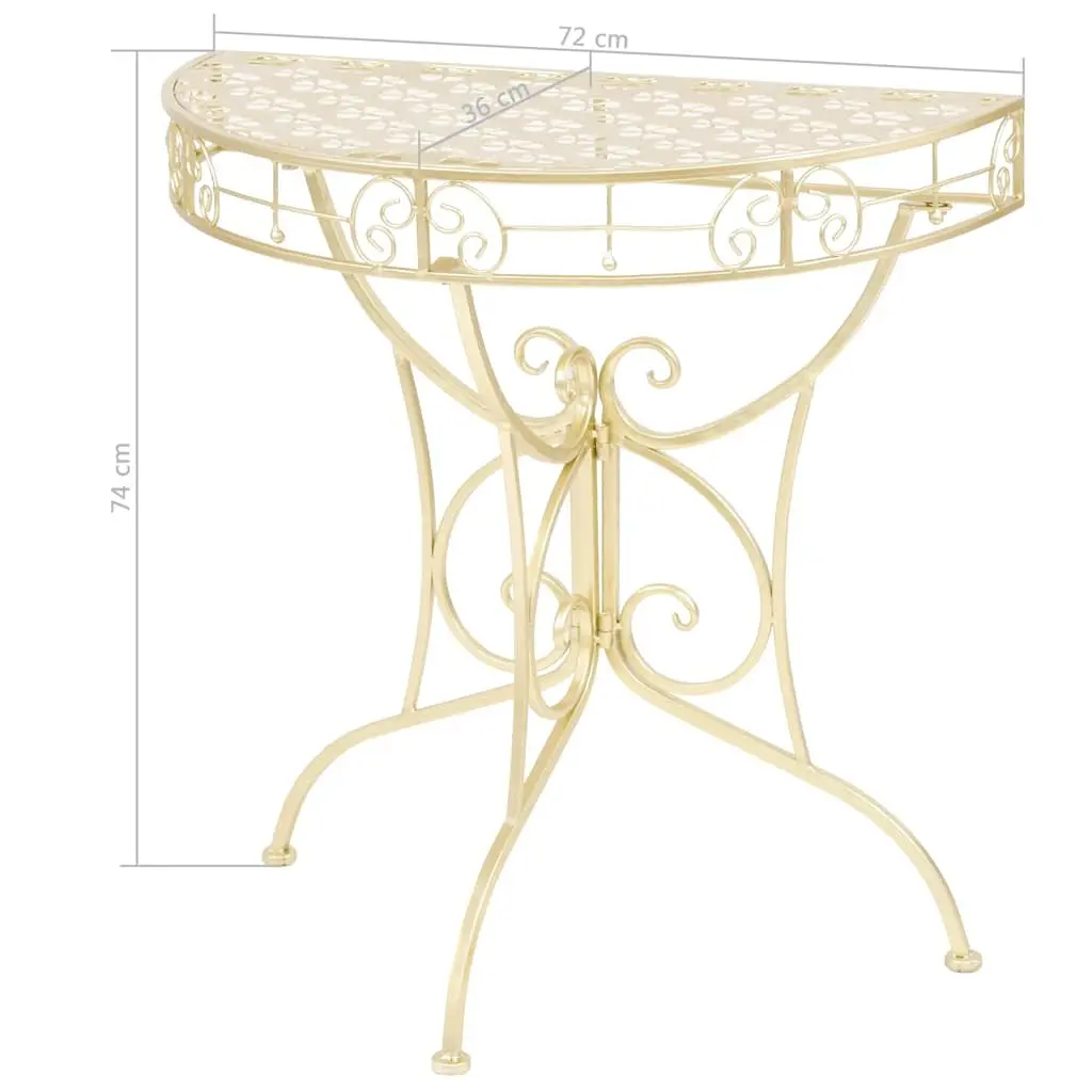 Half Round Gold Metal Accent Table