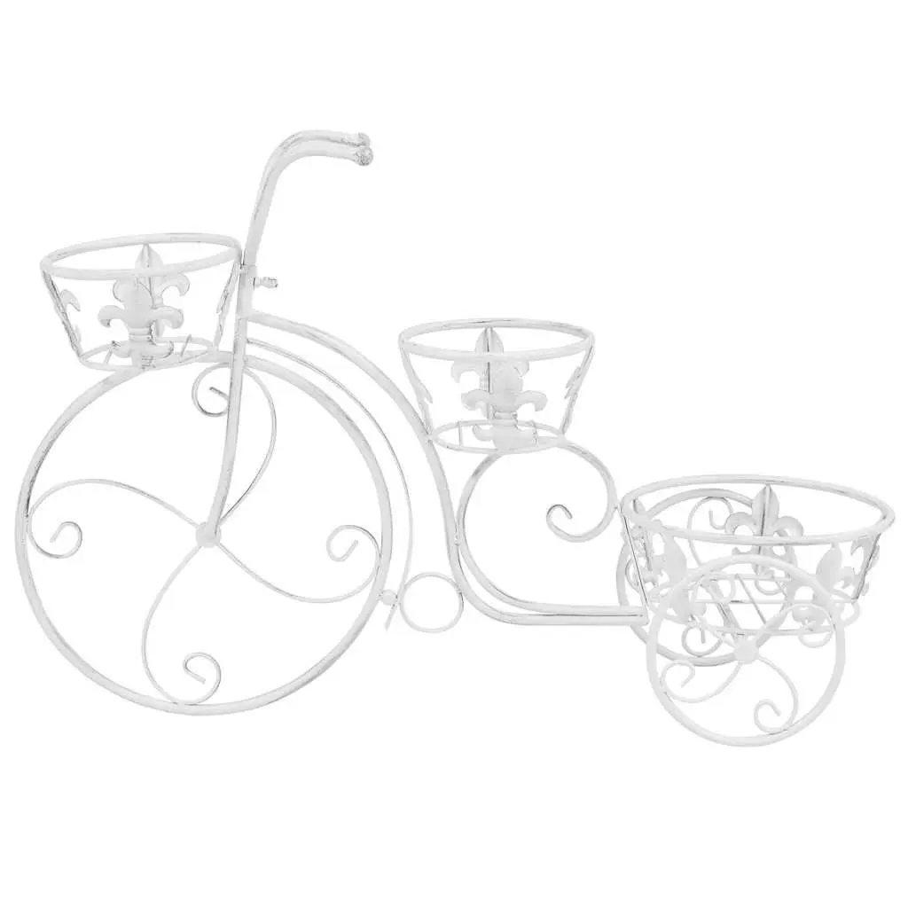 Metal Bicycle Shape Plant Stand Indoor Garden 3 Holders Vintage Style White