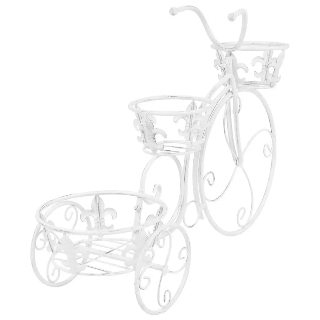 Metal Bicycle Shape Plant Stand Indoor Garden 3 Holders Vintage Style White