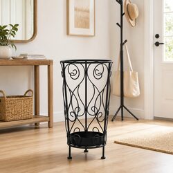 Black Metal Umbrella Stand - 26 x 46 cm Dimensions