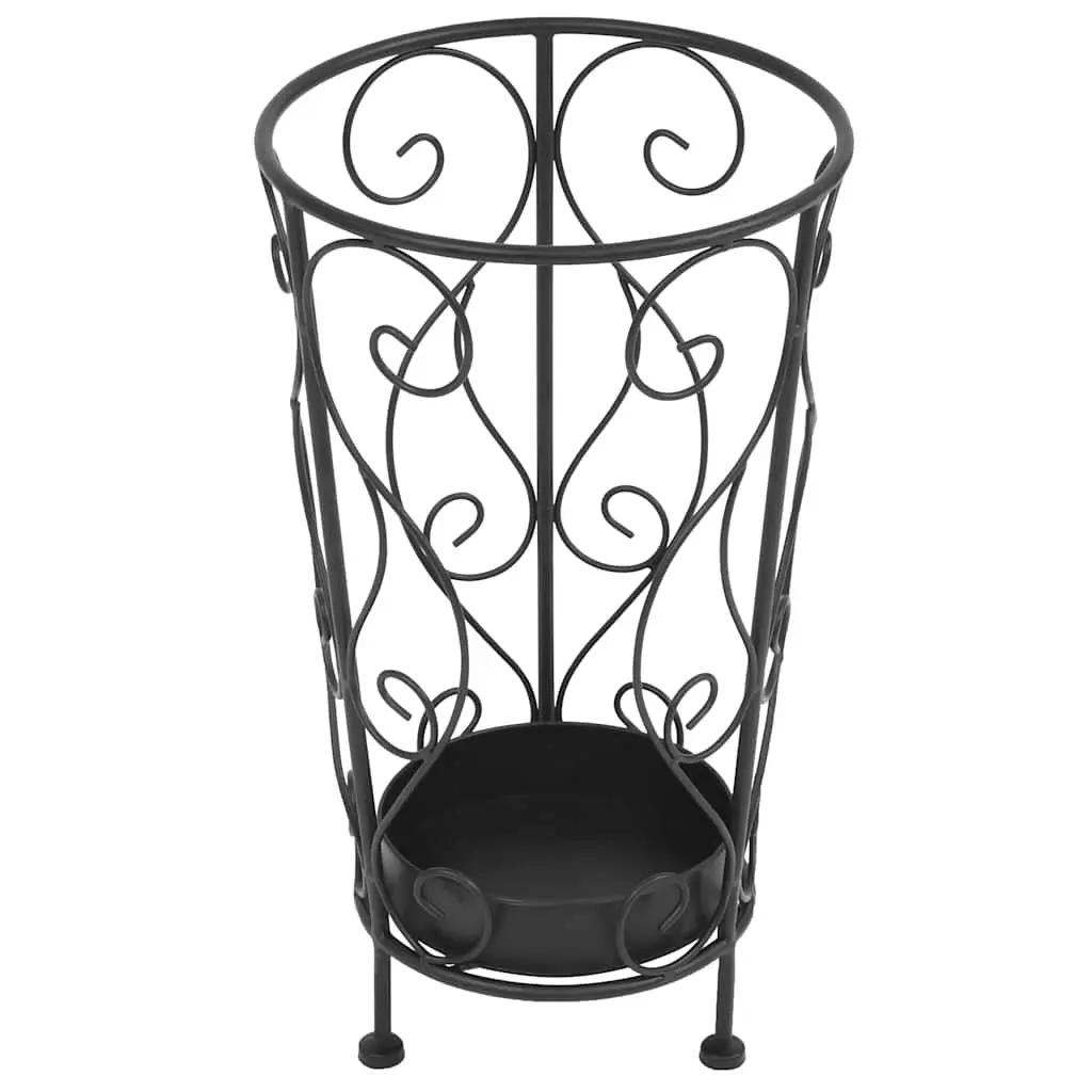 Umbrella Stand Metal Vintage Style Storage Rack Holder with Drip Tray Black