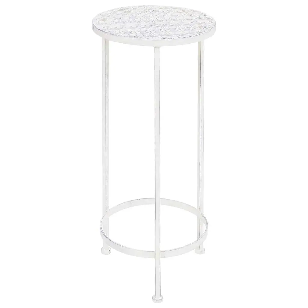 Metal Vintage Nesting Plant Stands Set 3 Pieces Antique White Garden Decor