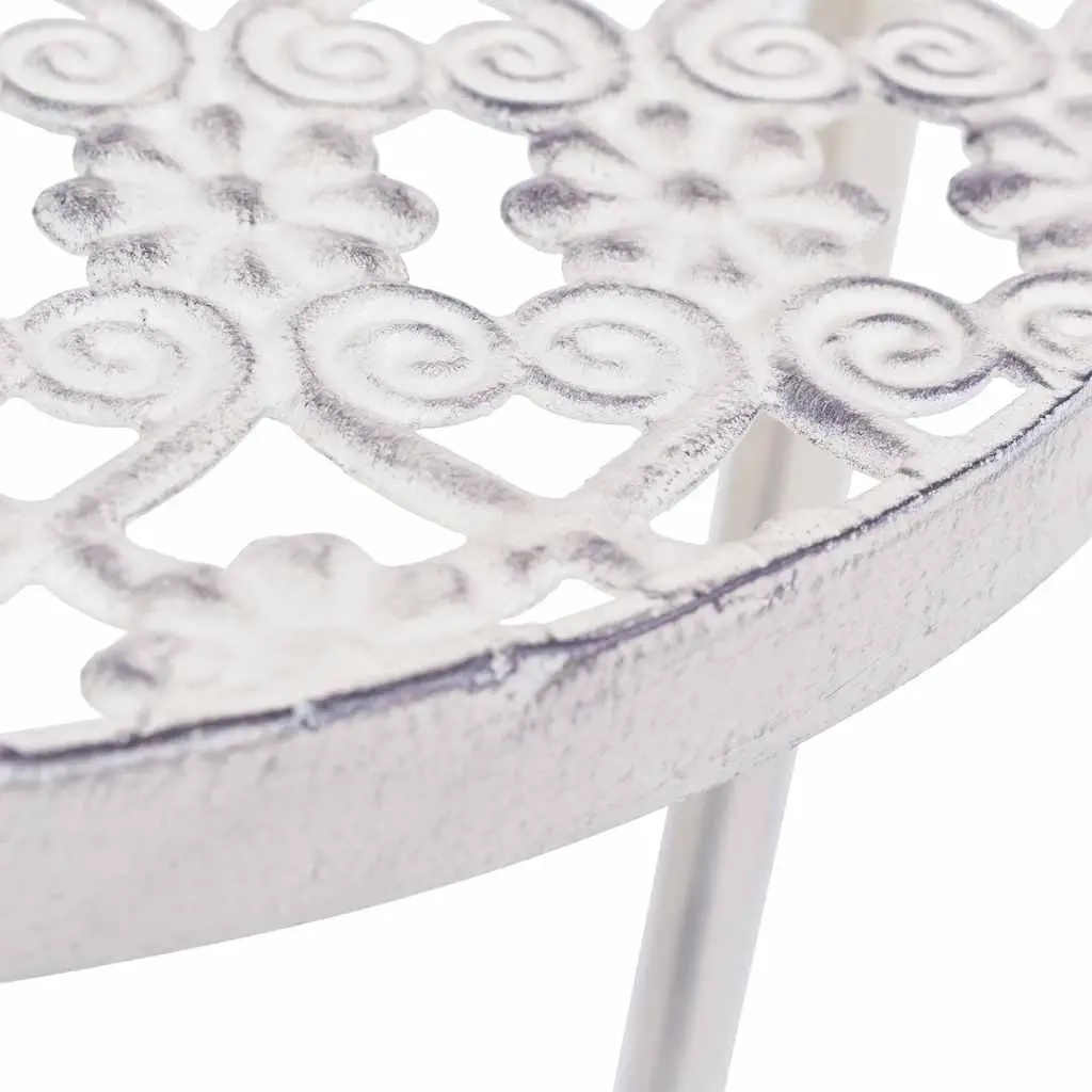 Metal Vintage Nesting Plant Stands Set 3 Pieces Antique White Garden Decor