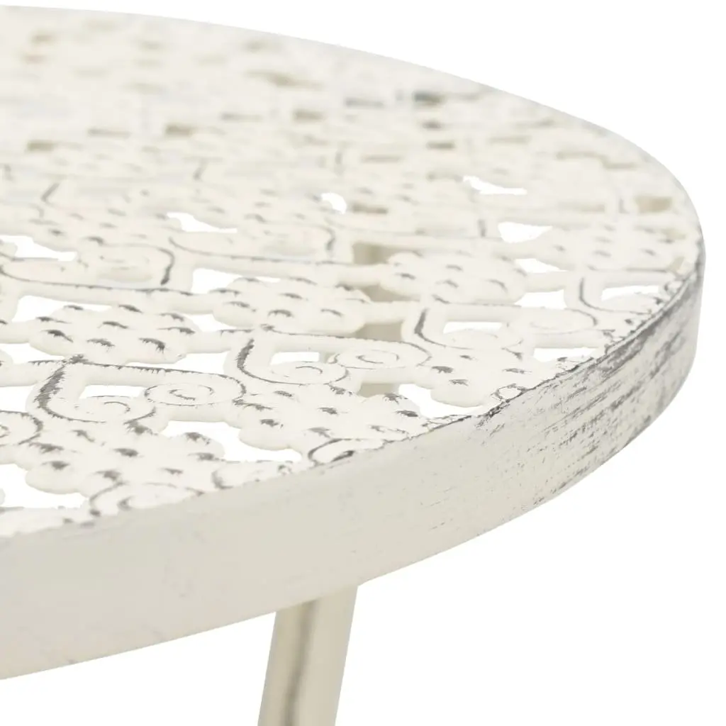 Round Bistro Table Vintage Style Kitchen Dining Room 40 cm Diameter 70 cm Height White