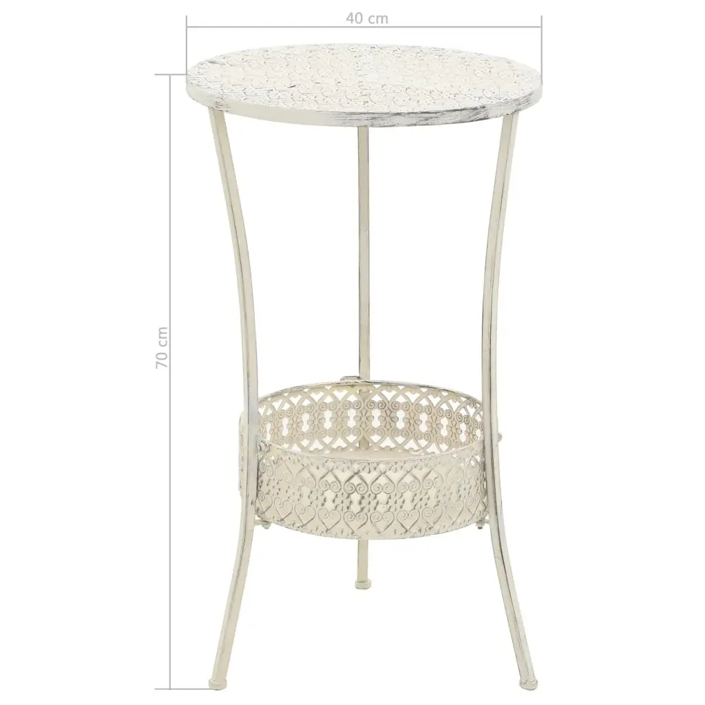 Round Bistro Table Vintage Style Kitchen Dining Room 40 cm Diameter 70 cm Height White