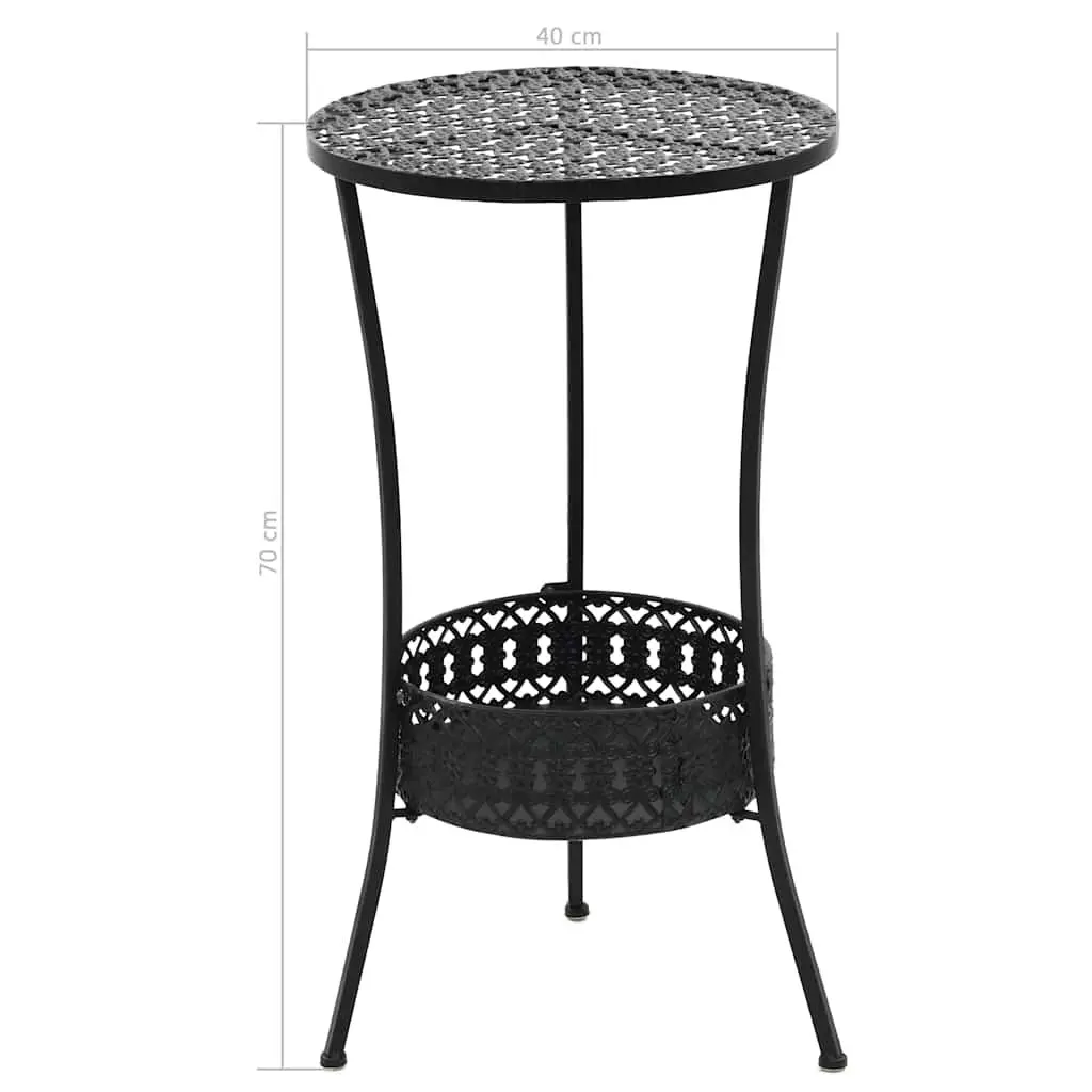 Bistro Table Black 40x70 cm Metal Outdoor Dining Furniture Antique Details