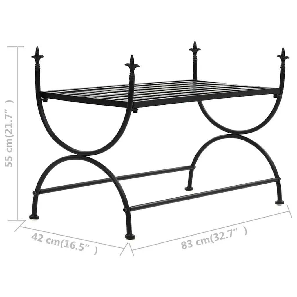 Metal Bench Vintage Style U-Shaped Legs Kitchen Dining Room Black 83x42x55 cm