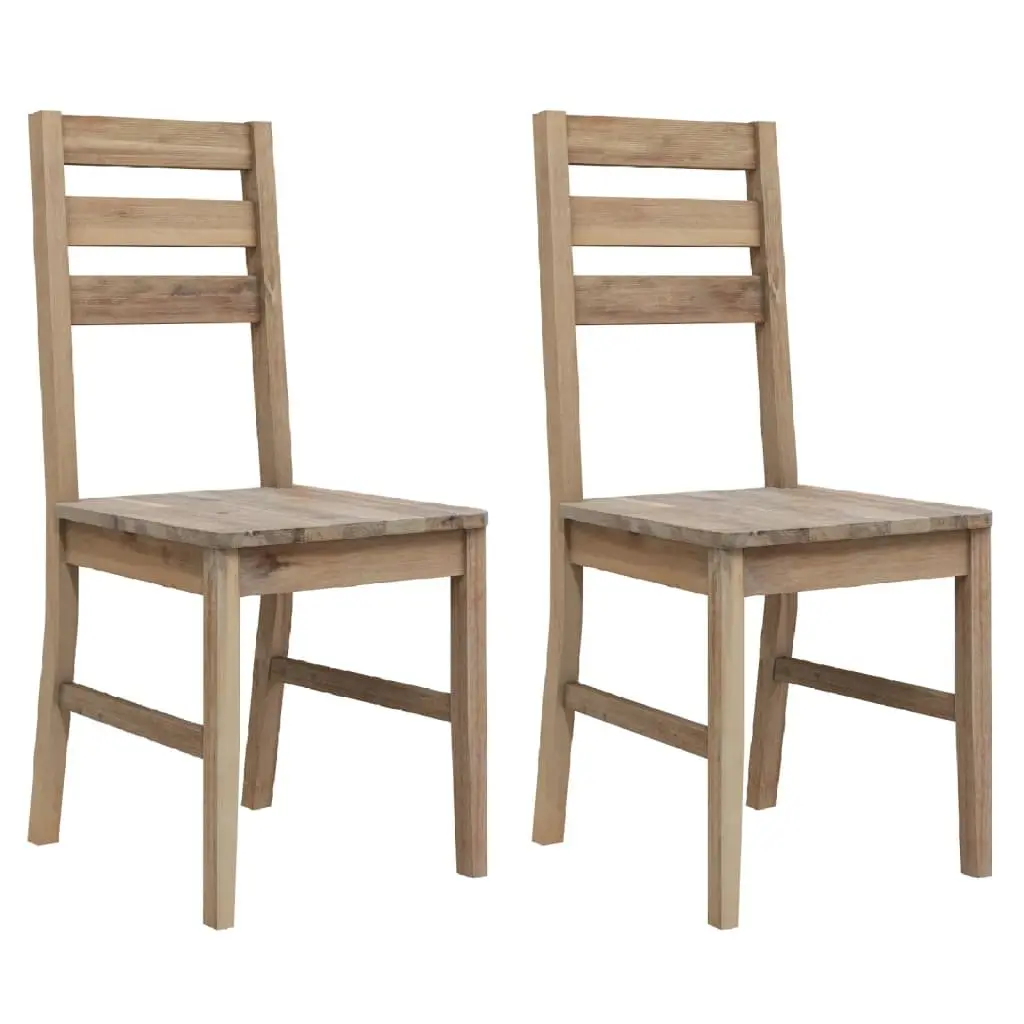 Dining Chairs Kitchen Room 2 Piece Solid Acacia Wood Brown