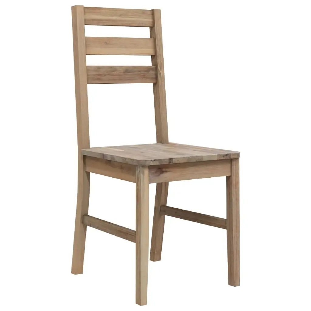 Dining Chairs Kitchen Room 2 Piece Solid Acacia Wood Brown