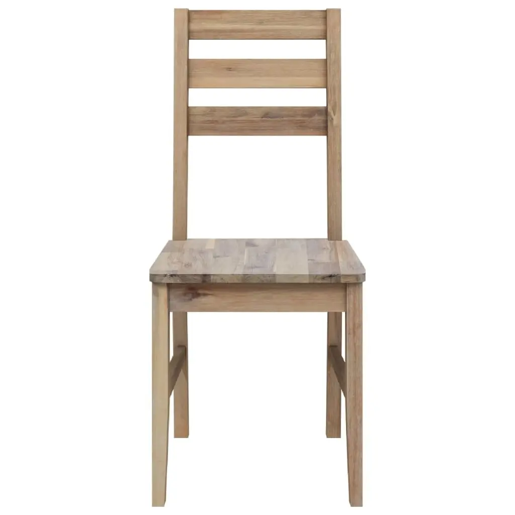 Dining Chairs Kitchen Room 2 Piece Solid Acacia Wood Brown