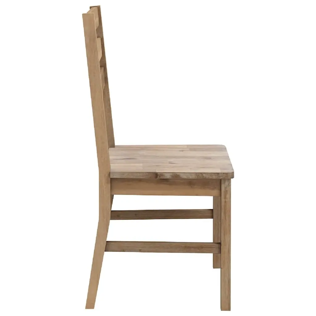 Dining Chairs Kitchen Room 2 Piece Solid Acacia Wood Brown