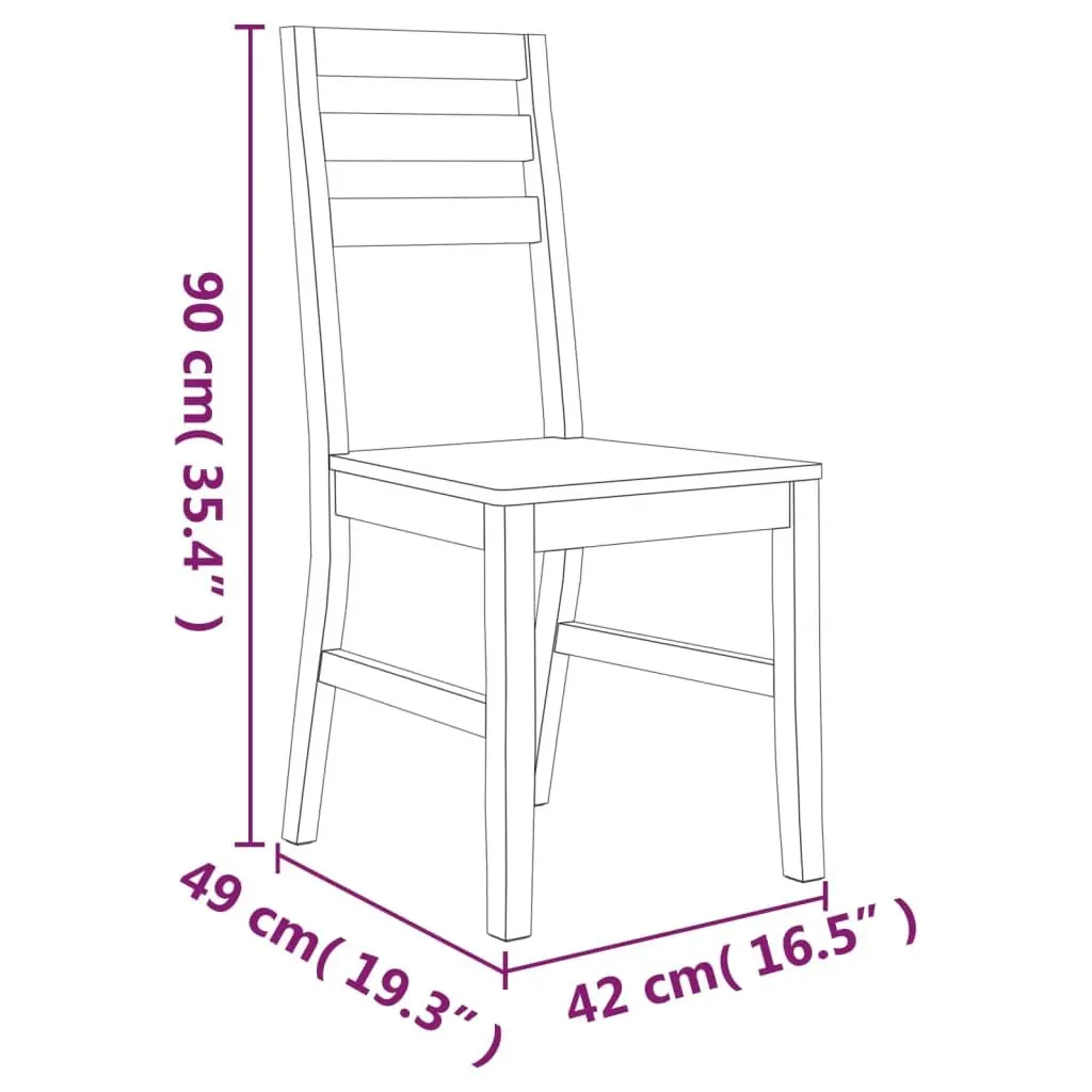Dining Chairs Kitchen Room 2 Piece Solid Acacia Wood Brown