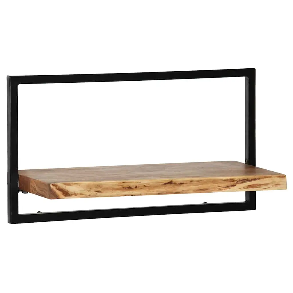 Wall Shelf Set 5 Pieces Home Use Various Sizes Acacia Wood Steel Frame Retro Display Storage Brown