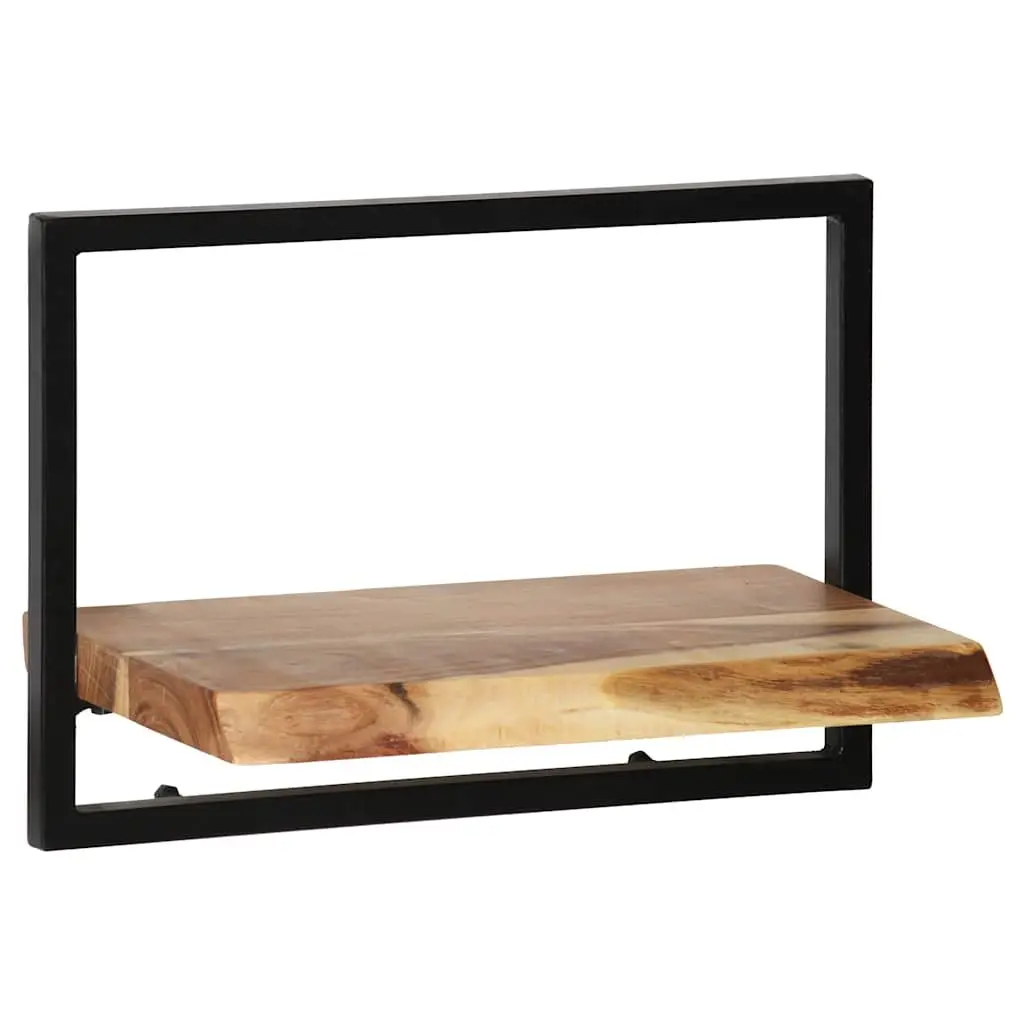Wall Shelf Set 5 Pieces Home Use Various Sizes Acacia Wood Steel Frame Retro Display Storage Brown