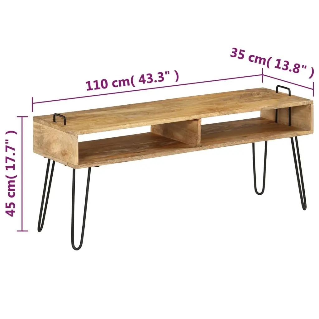 TV Stand Solid Mango Wood Living Room HiFi Cabinet Storage Shelf Industrial