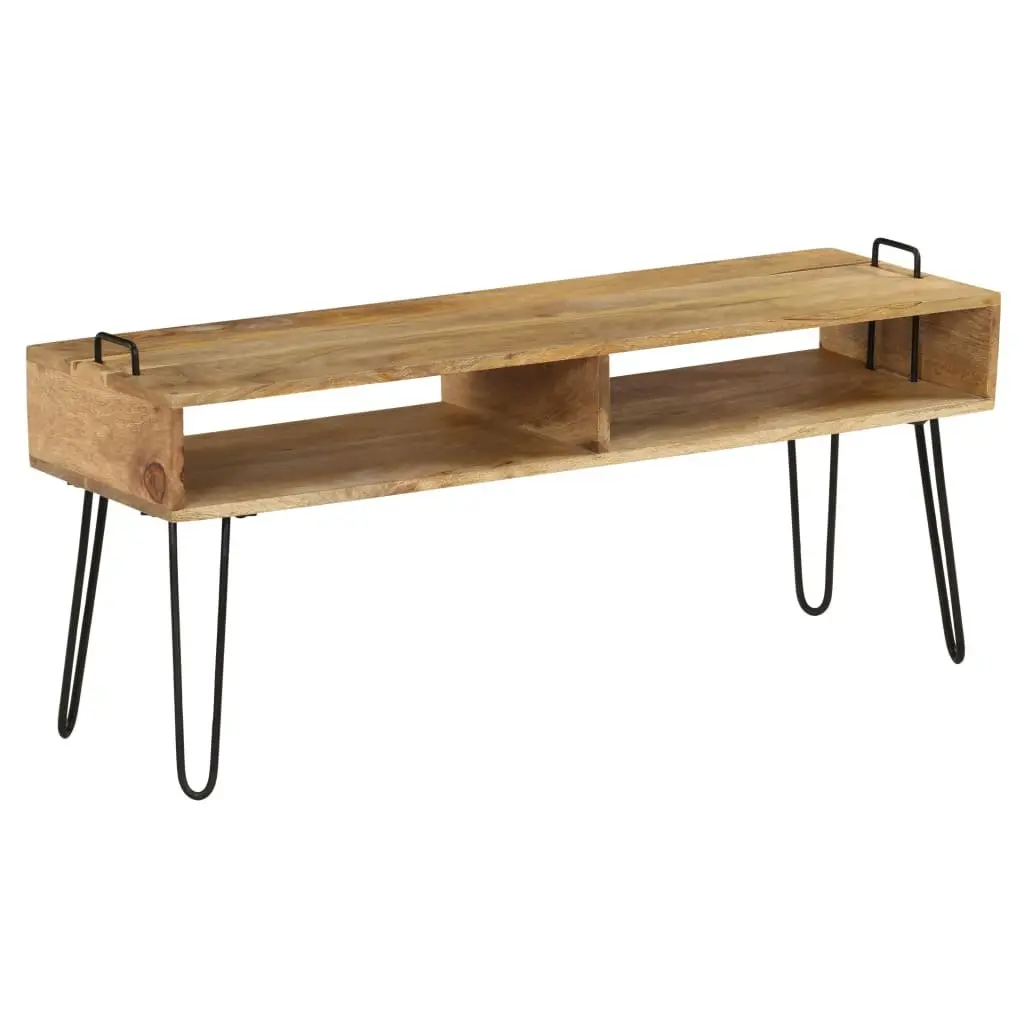 TV Stand Solid Mango Wood Living Room HiFi Cabinet Storage Shelf Industrial