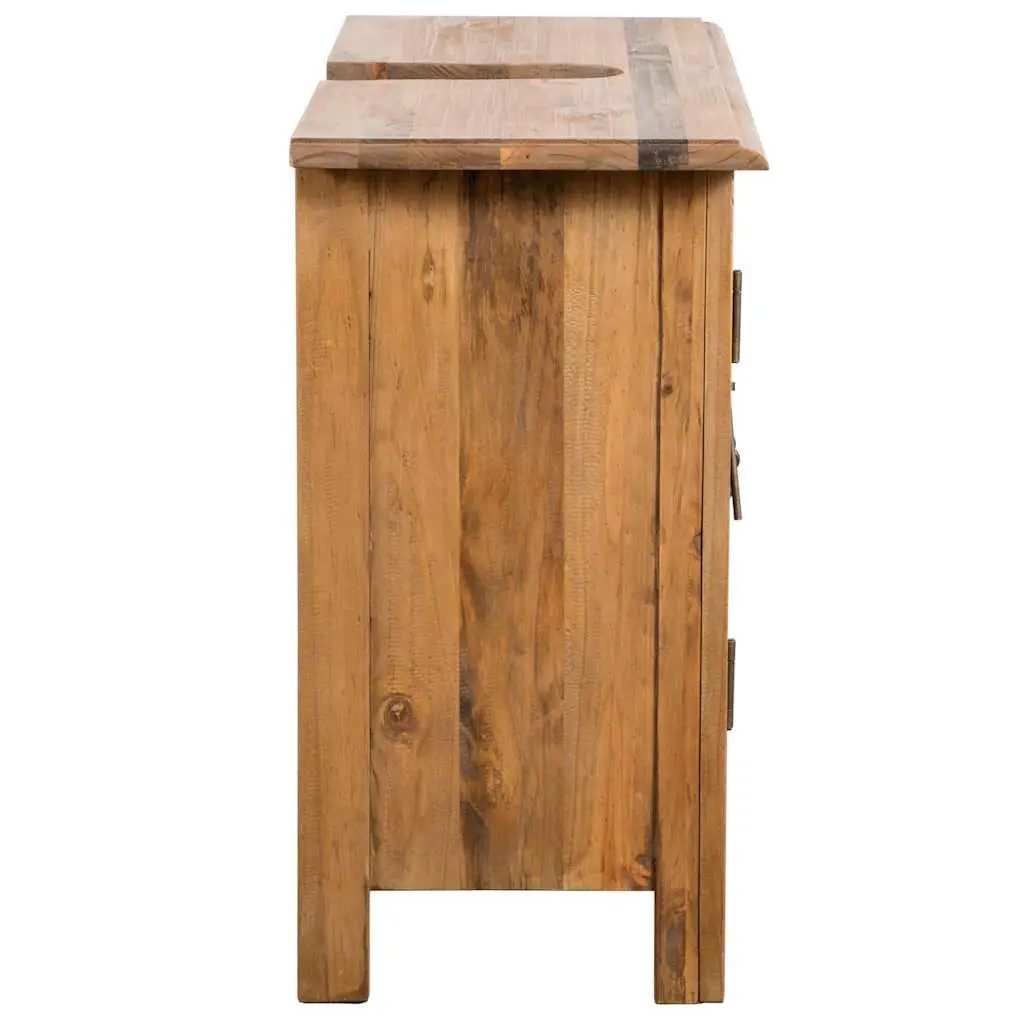 Bathroom Vanity Cabinet for Bathroom 70W x 32D x 63H cm Solid Pinewood Brown Retro Storage Unit