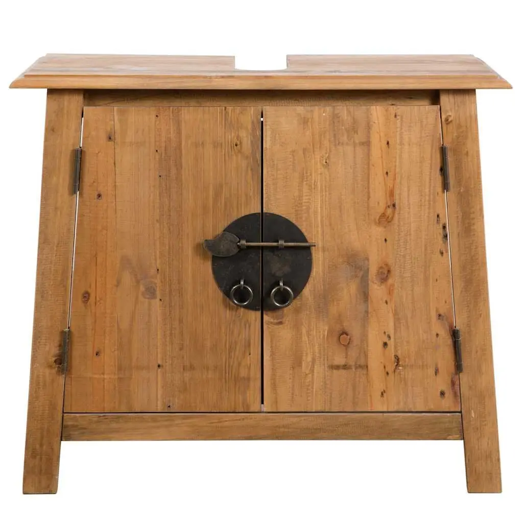 Bathroom Furniture Set Vanity Cabinet Mirror Retro Style Brown Wooden