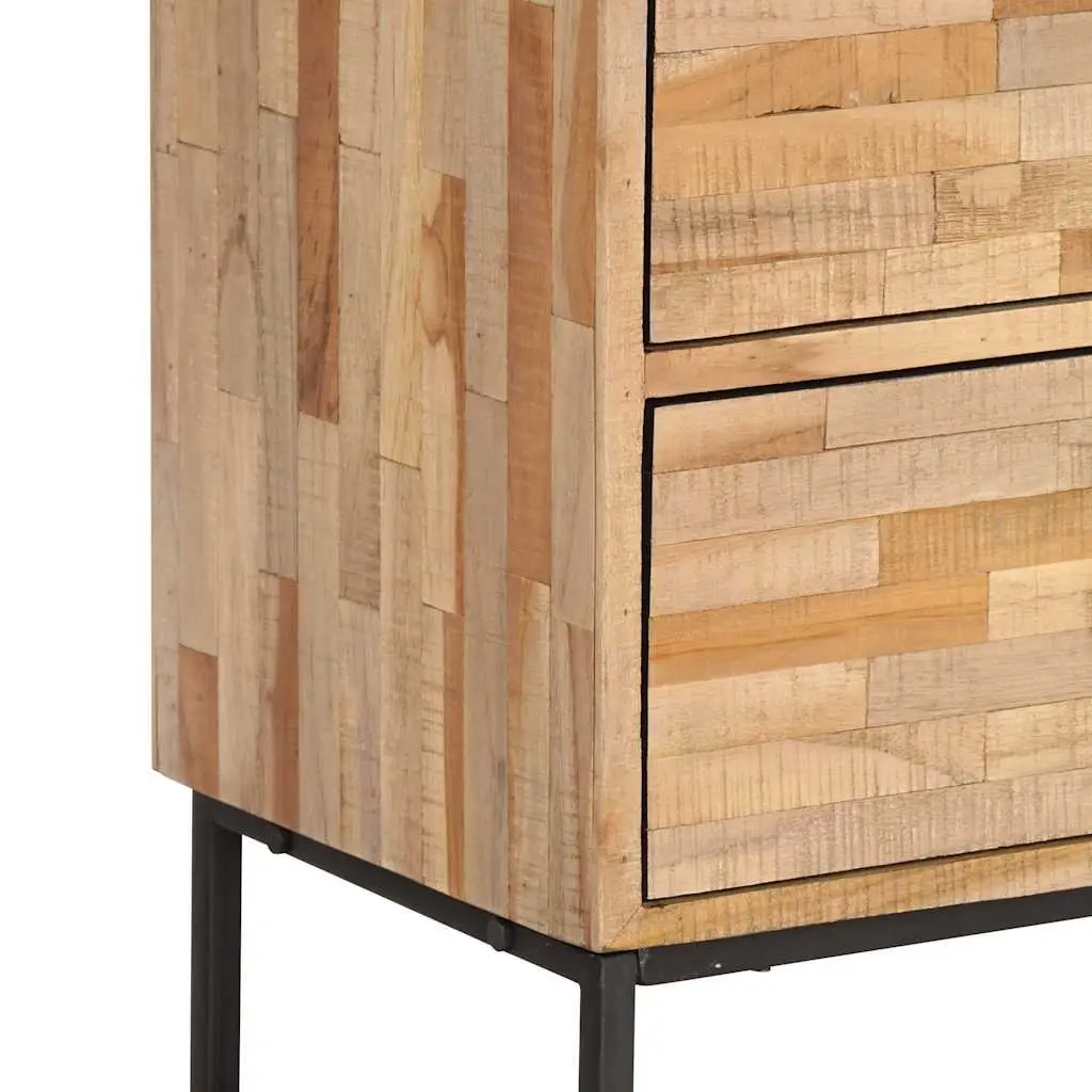 TV Cabinet Reclaimed Teak Wood Handmade Lowboard Storage Unit 90x30x55cm Rustic